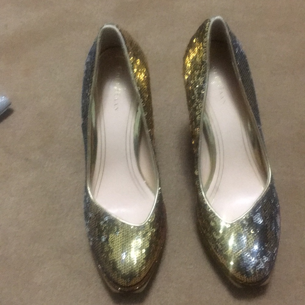 Gold Sequined Pumps - image 1
